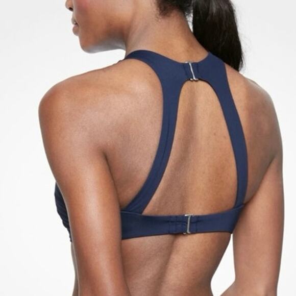 Athleta NWT Navy Blue Maldives High Neck Bikini Top Size 34B/C - Picture 2 of 8